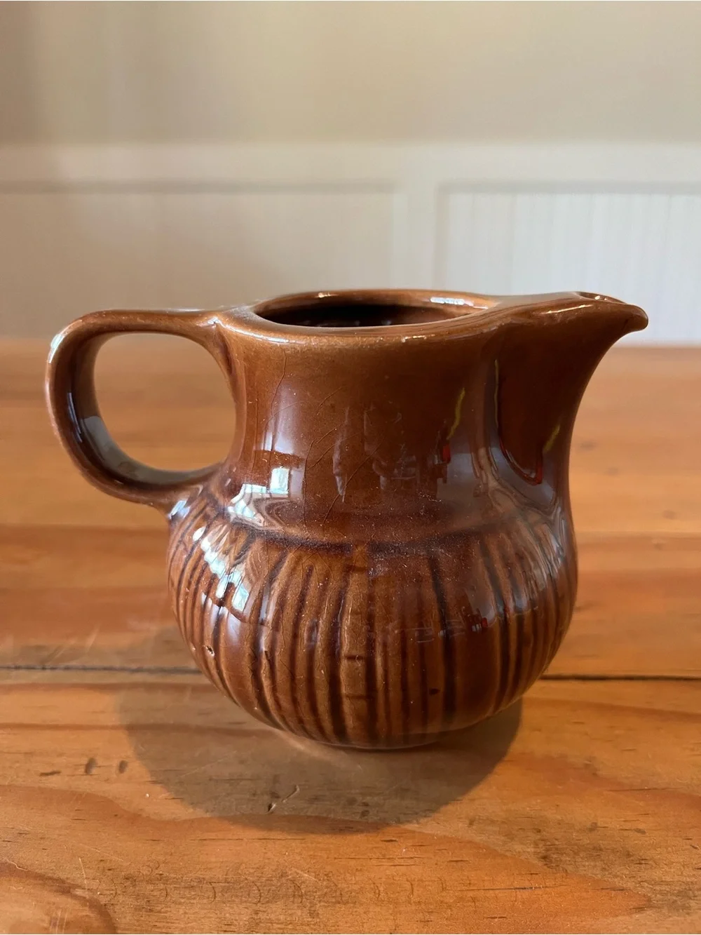Vintage Brown Ceramic Pitcher Vase